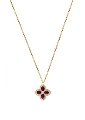 Effy 1/4 ct. t.w. Diamond, 1 ct. t.w. Natural Ruby Necklace in 14K Yellow Gold, 16 in -  0191120863122