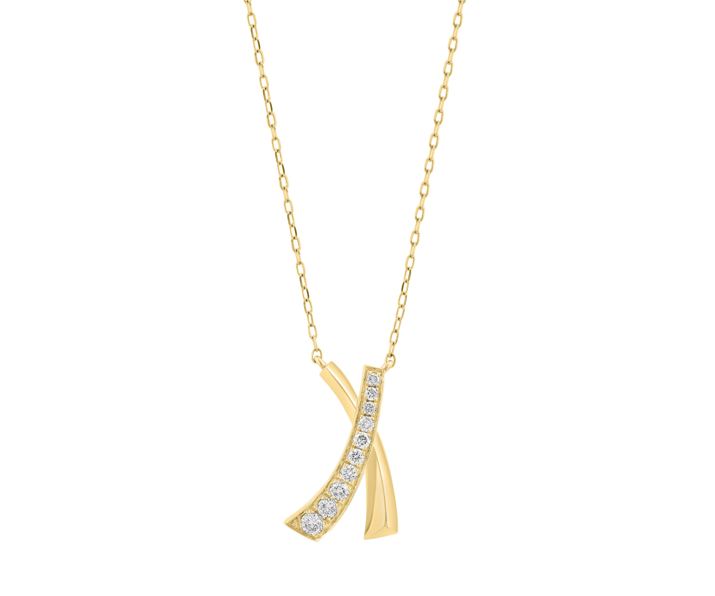 1/4 ct. t.w. Diamond X Necklace in 14K Yellow Gold