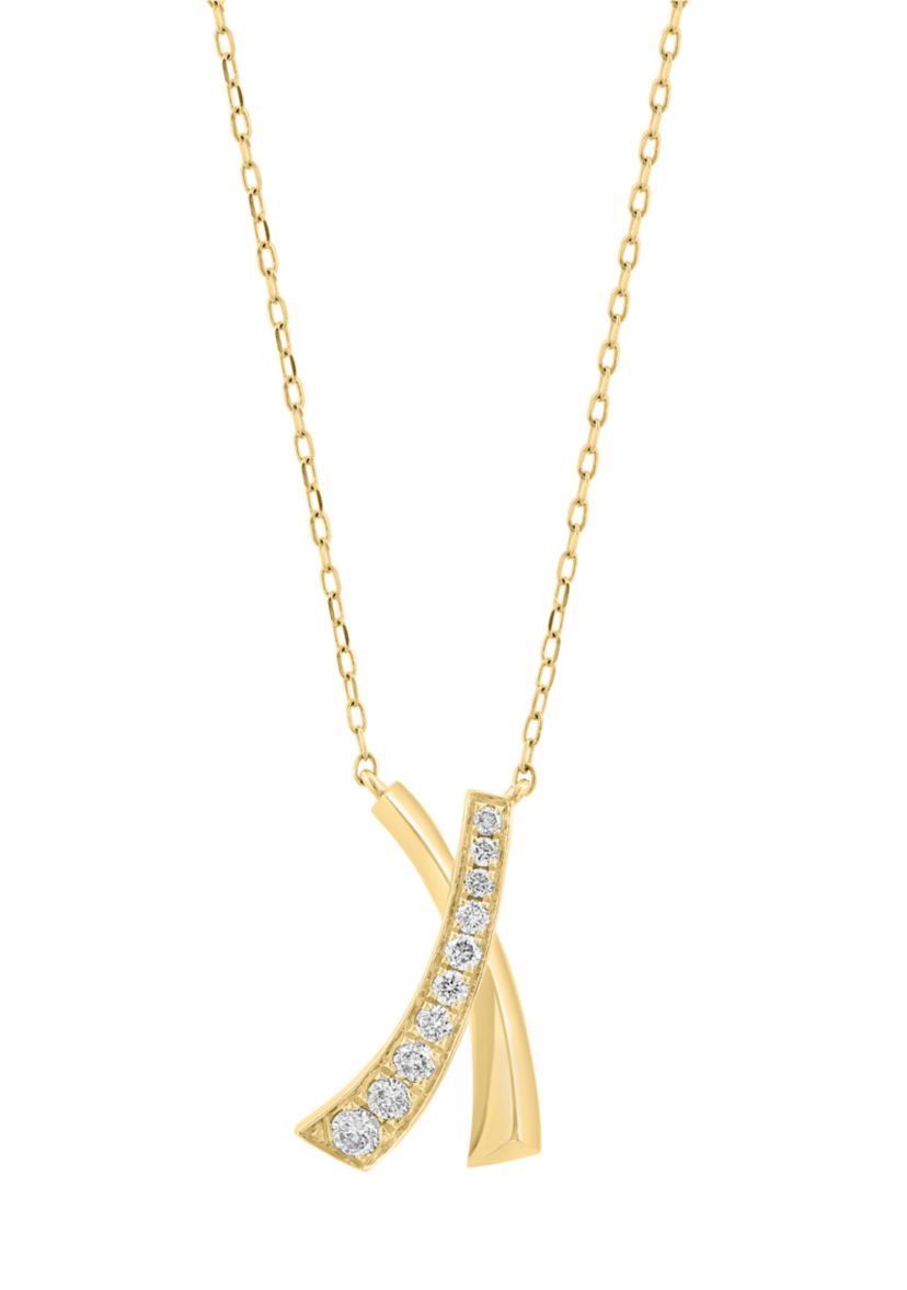1/4 ct. t.w. Diamond X Necklace in 14K Yellow Gold