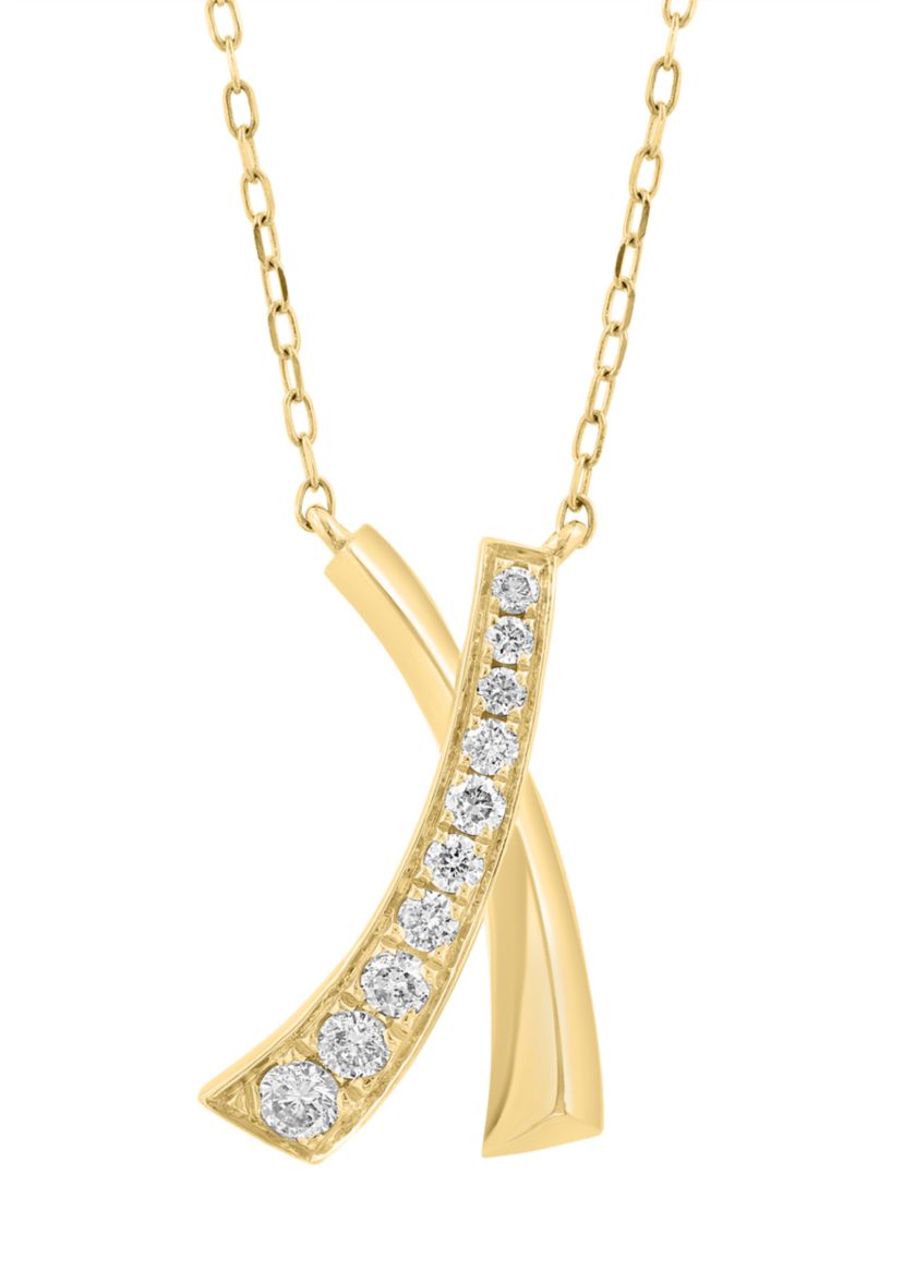 1/4 ct. t.w. Diamond X Necklace in 14K Yellow Gold