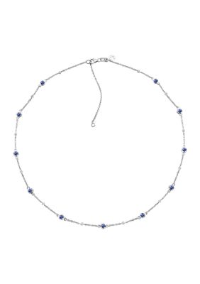 Effy 1/8 Ct. T.w. Diamond And 1.25 Ct. T.w. Tanzanite Necklace In 14K White Gold