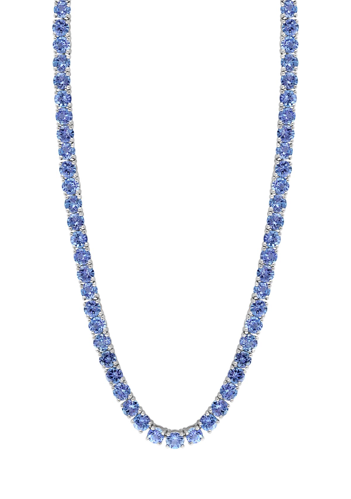 Tanzanite Tennis Necklace in Sterling  Silver