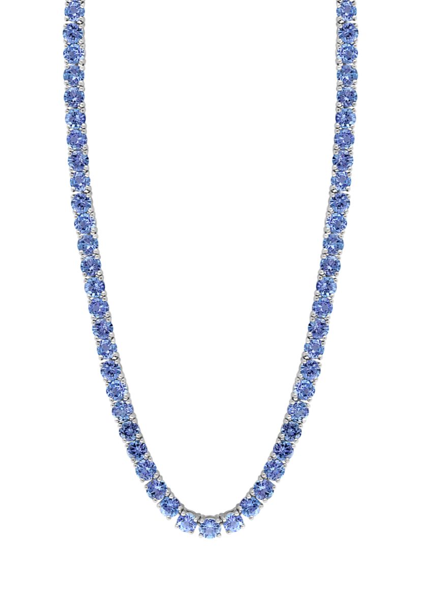 Tanzanite Tennis Necklace in Sterling  Silver