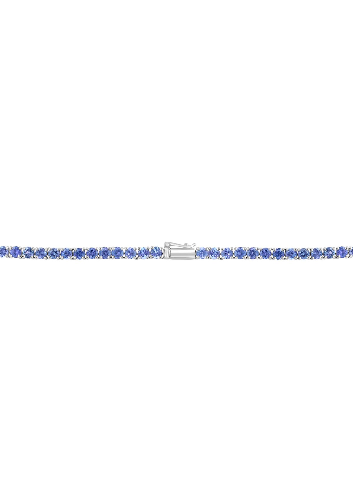 Tanzanite Tennis Necklace in Sterling  Silver