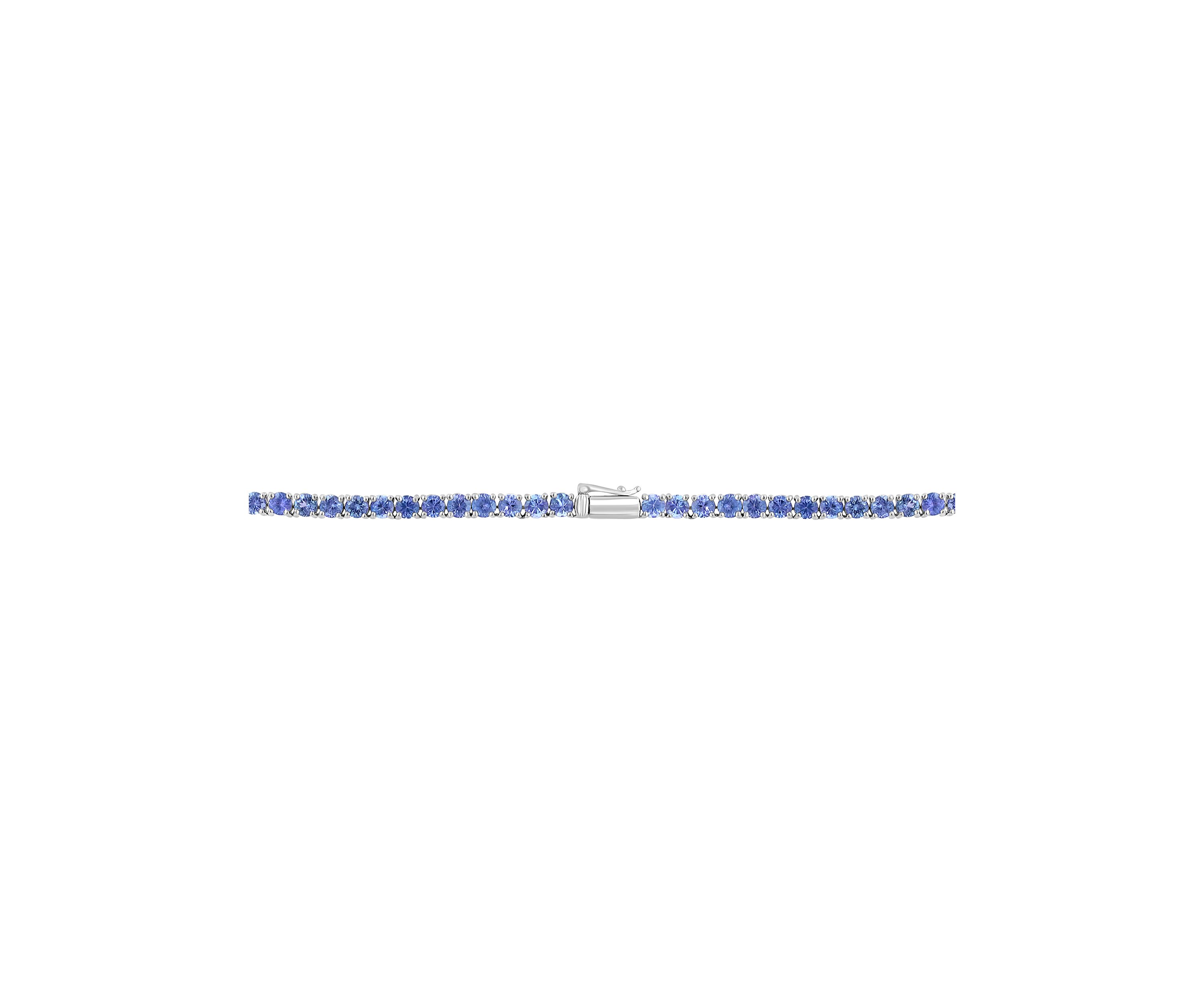 Tanzanite Tennis Necklace in Sterling  Silver