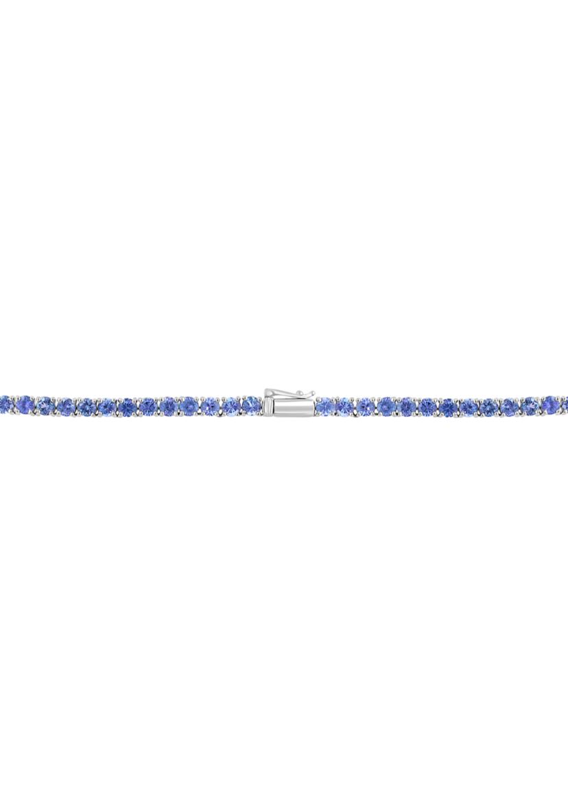 Tanzanite Tennis Necklace in Sterling  Silver