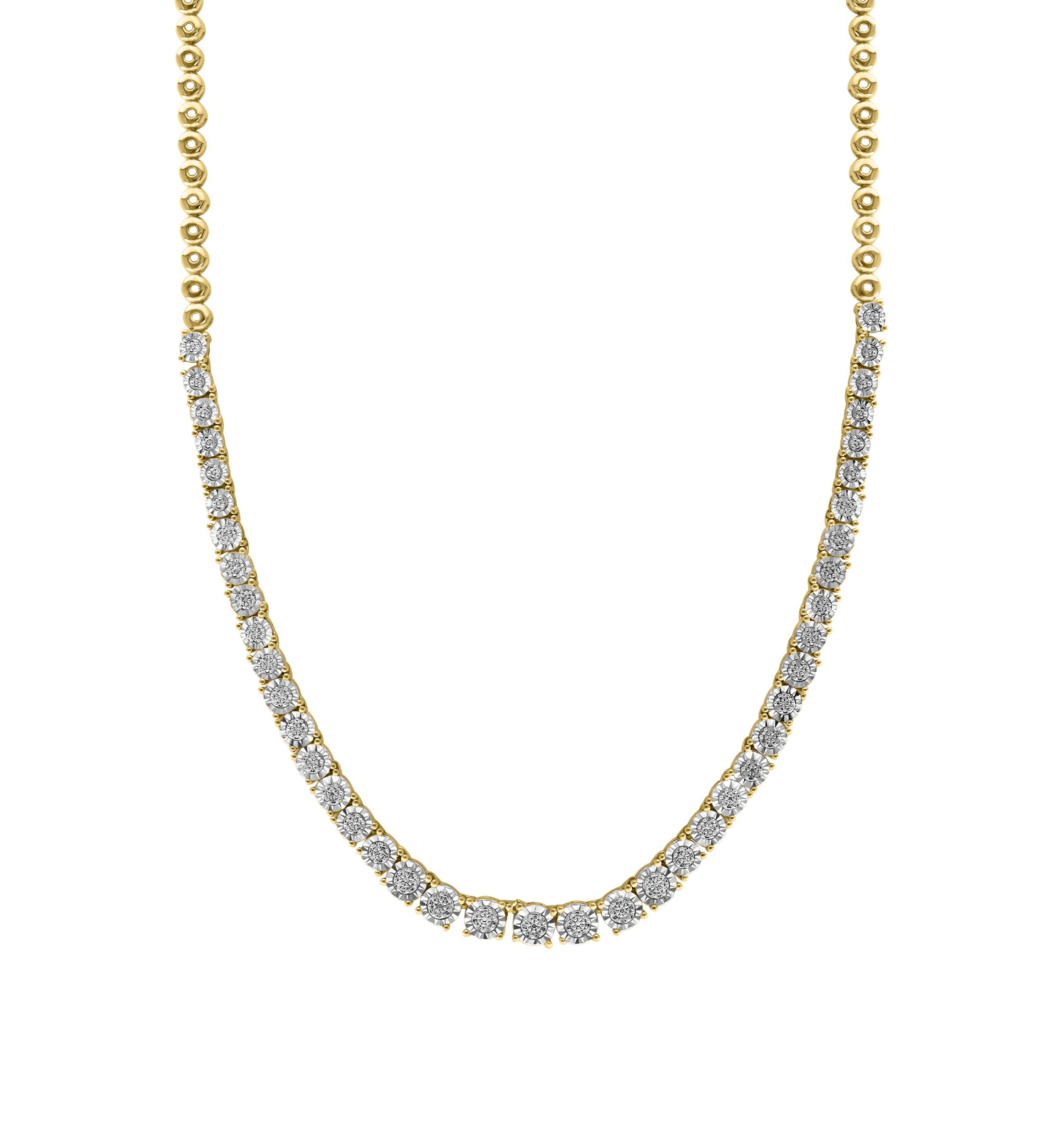 Sterling Silver/14K Gold Plate Diamond Necklace 