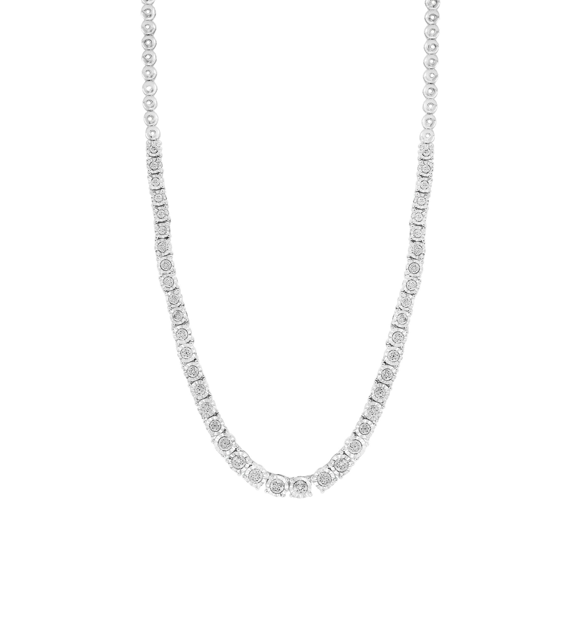3/8 ct. t.w. Diamond Illusion Tennis Necklace in Sterling Silver