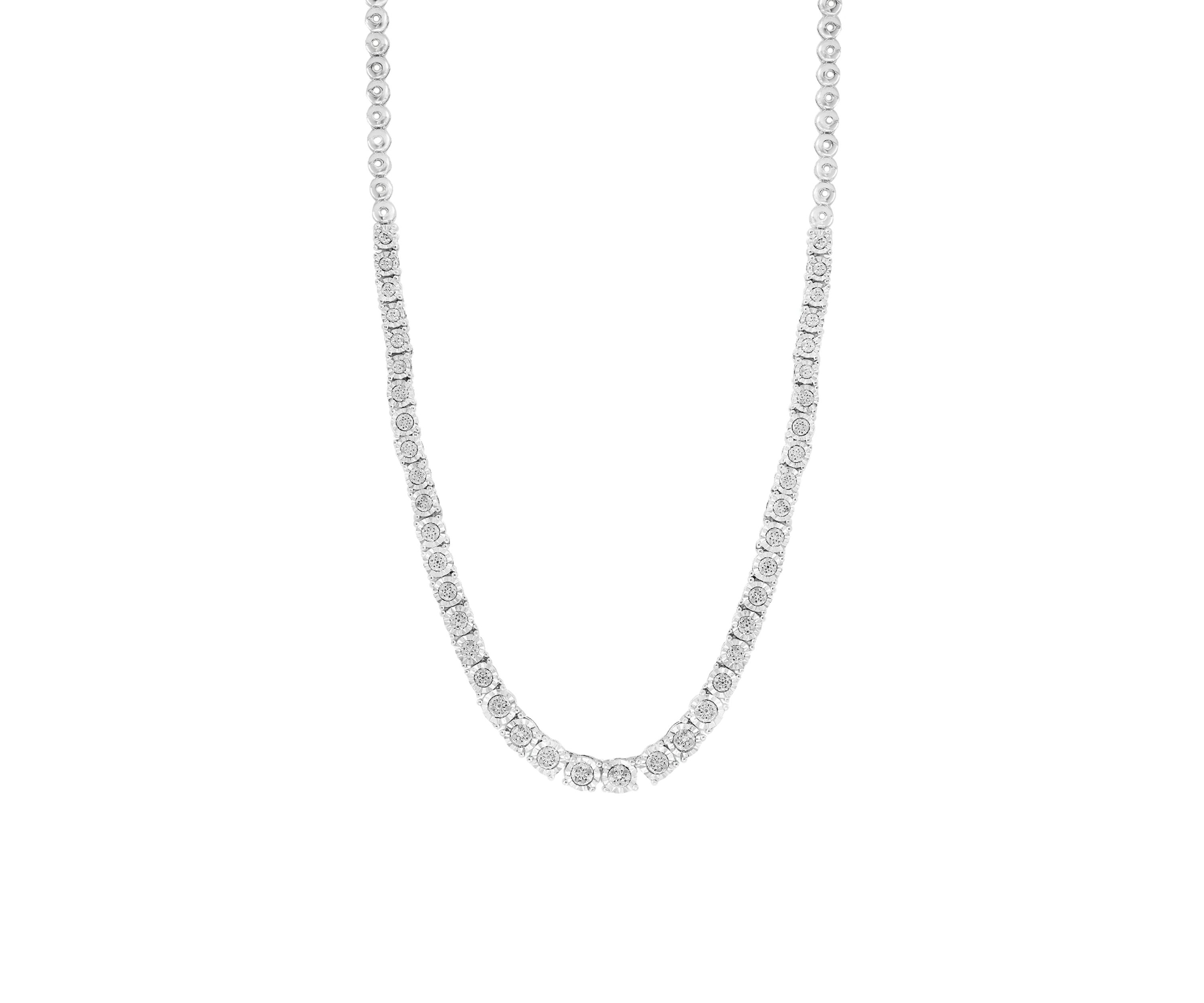 3/8 ct. t.w. Diamond Illusion Tennis Necklace in Sterling Silver