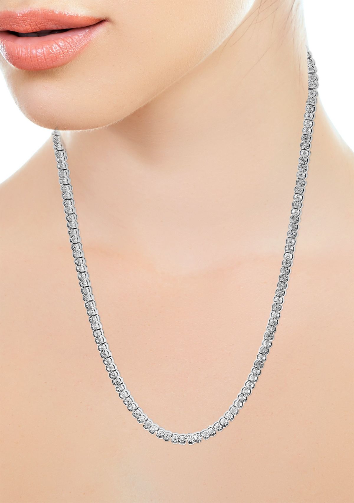 1.28 ct. t.w. Diamond Tennis Necklace in Sterling Silver 