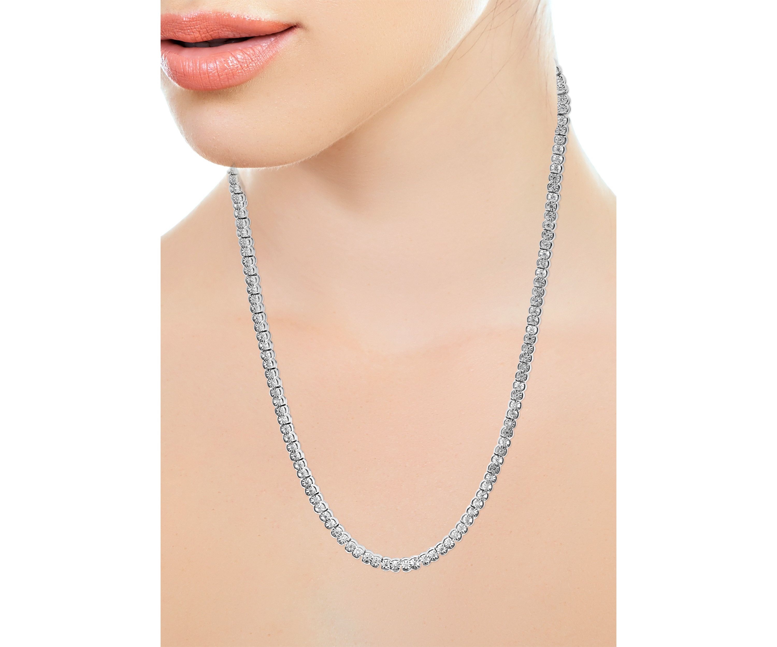 1.28 ct. t.w. Diamond Tennis Necklace in Sterling Silver 