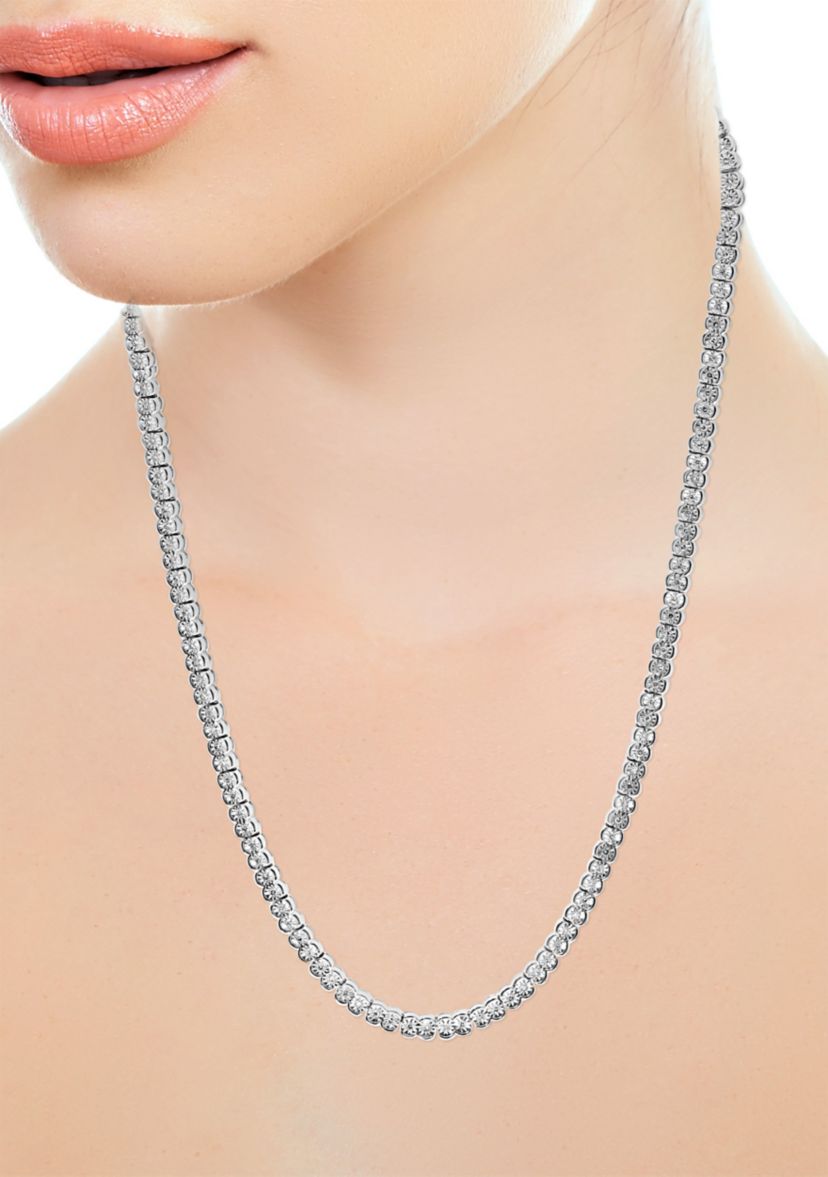 1.28 ct. t.w. Diamond Tennis Necklace in Sterling Silver 