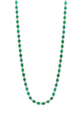 Effy Diamond And Natural Emerald Necklace In Sterling Silver