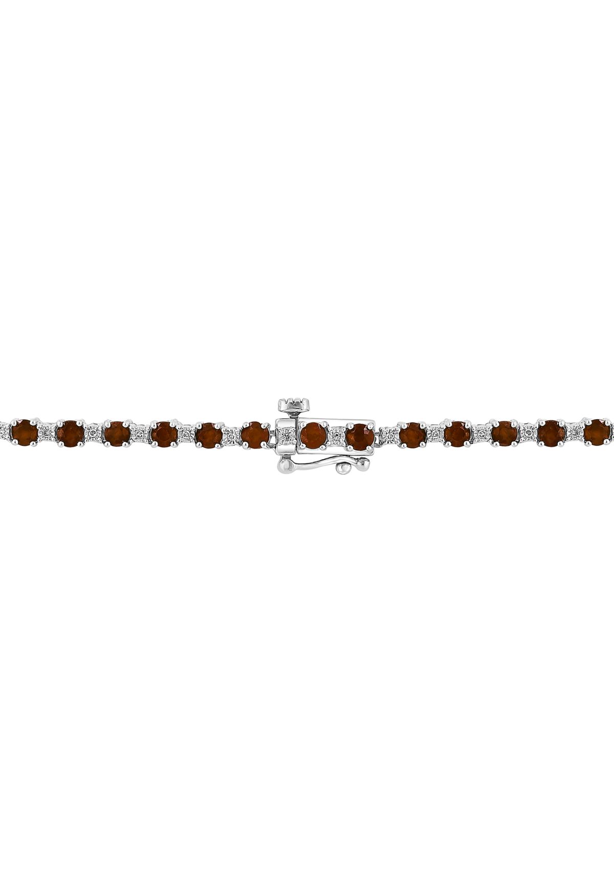 Diamond and Natural Ruby Necklace in Sterling Silver
