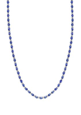 Effy 1/5 ct. t.w. Diamond, 12.11 ct. t.w. Tanzanite Necklace in Sterling Silver -  5400452XW0FR01DZS