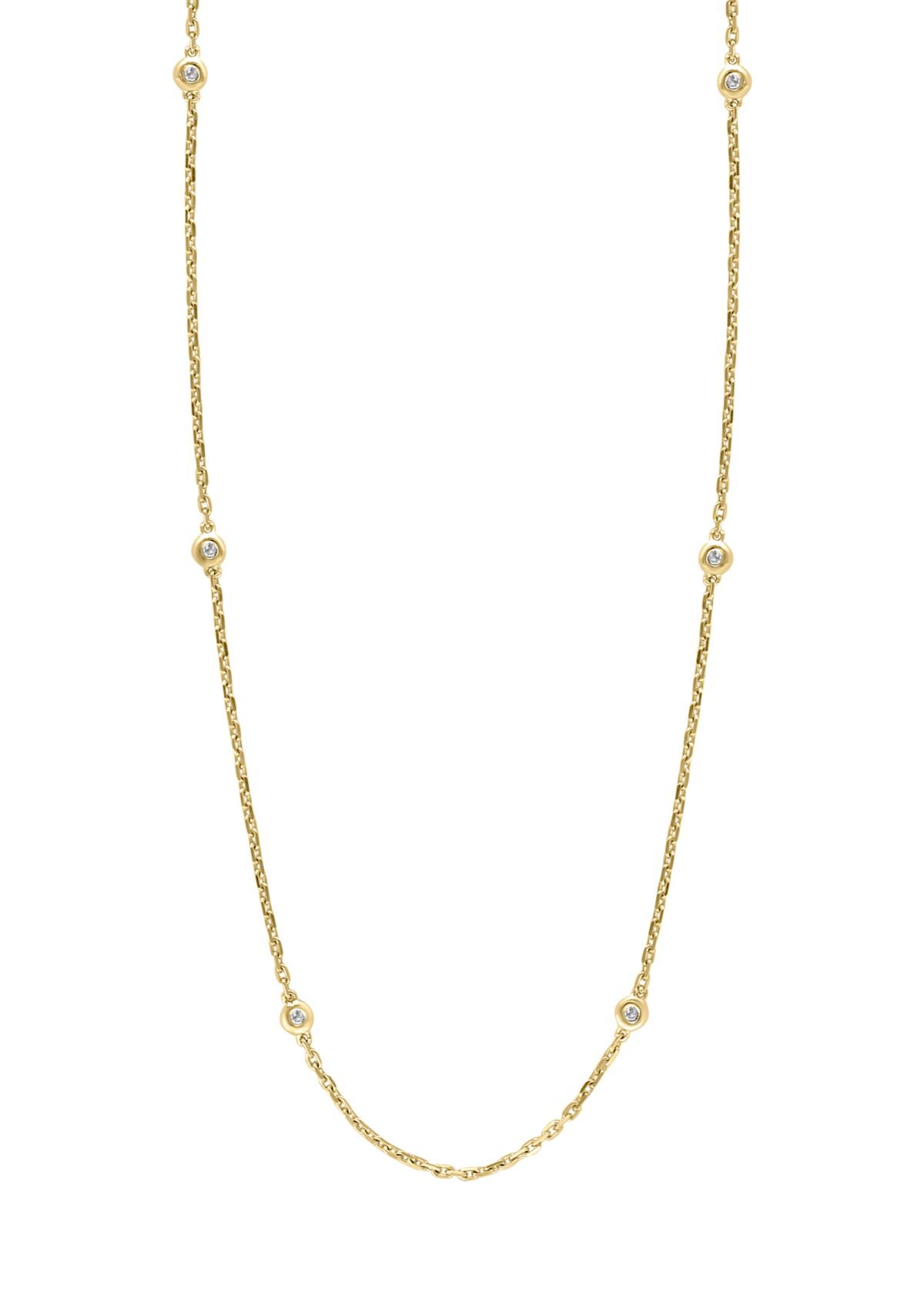 Diamond Miracle Set Station Necklace in Gold Plated Sterling Silver