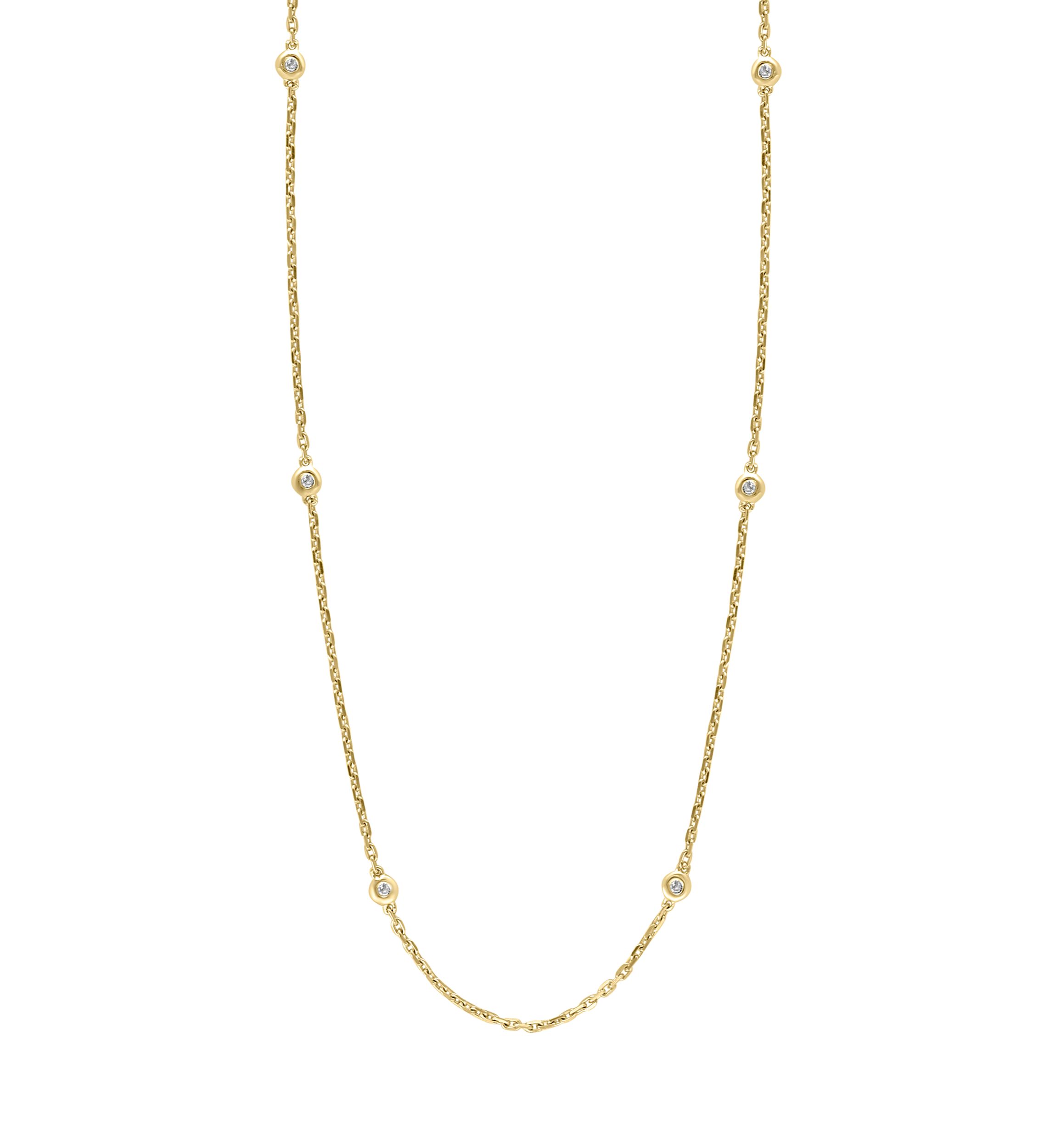 Diamond Miracle Set Station Necklace in Gold Plated Sterling Silver