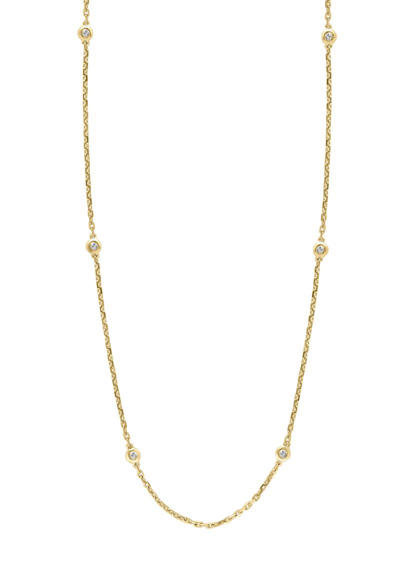 Diamond Miracle Set Station Necklace in Gold Plated Sterling Silver