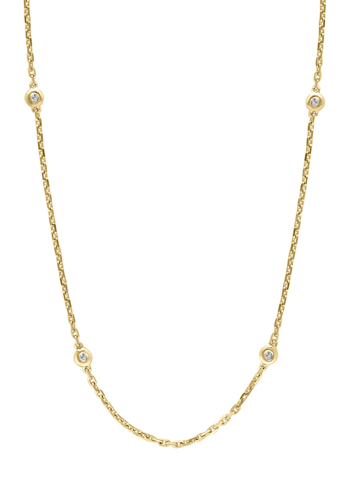 Diamond Miracle Set Station Necklace in Gold Plated Sterling Silver