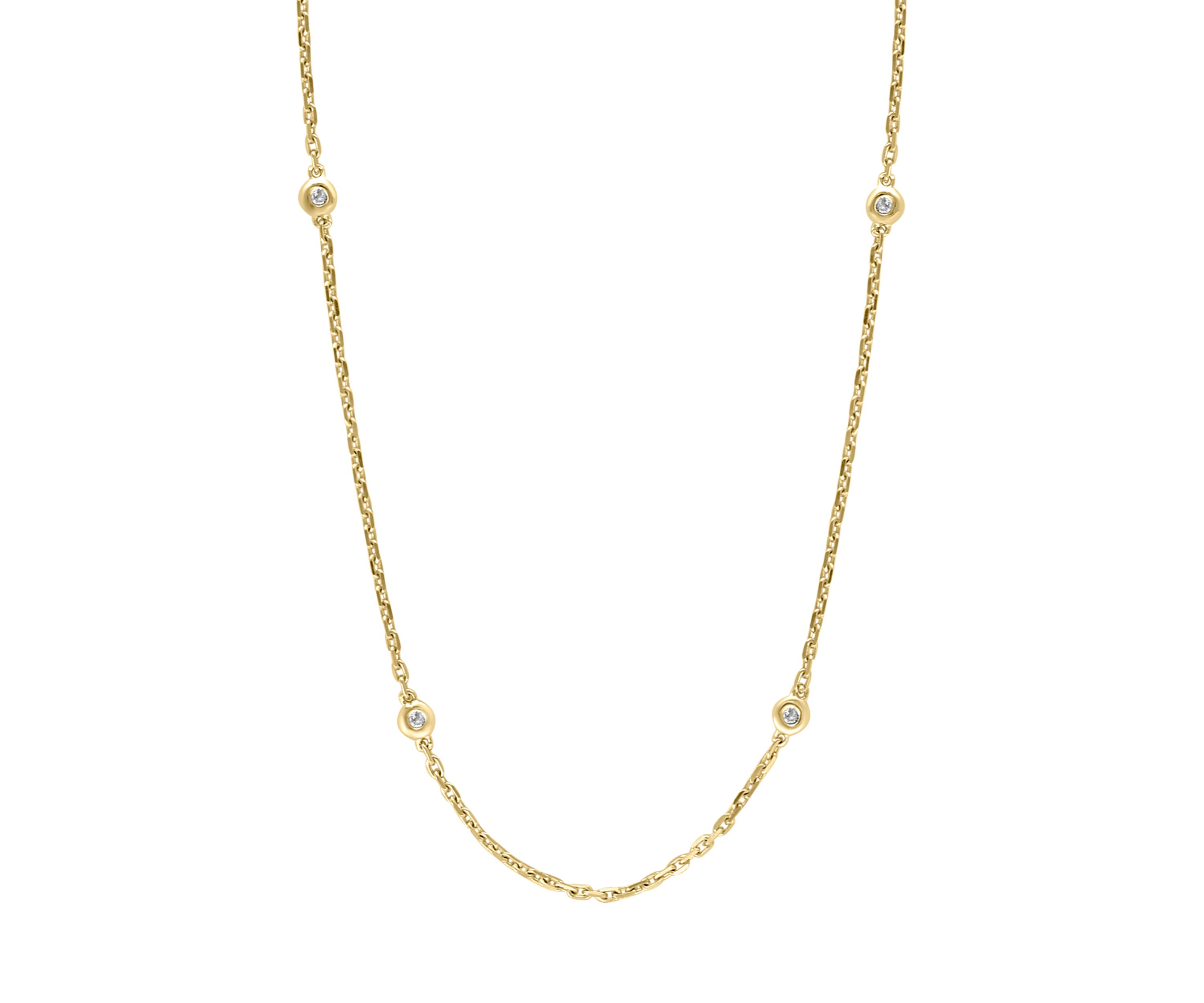 Diamond Miracle Set Station Necklace in Gold Plated Sterling Silver