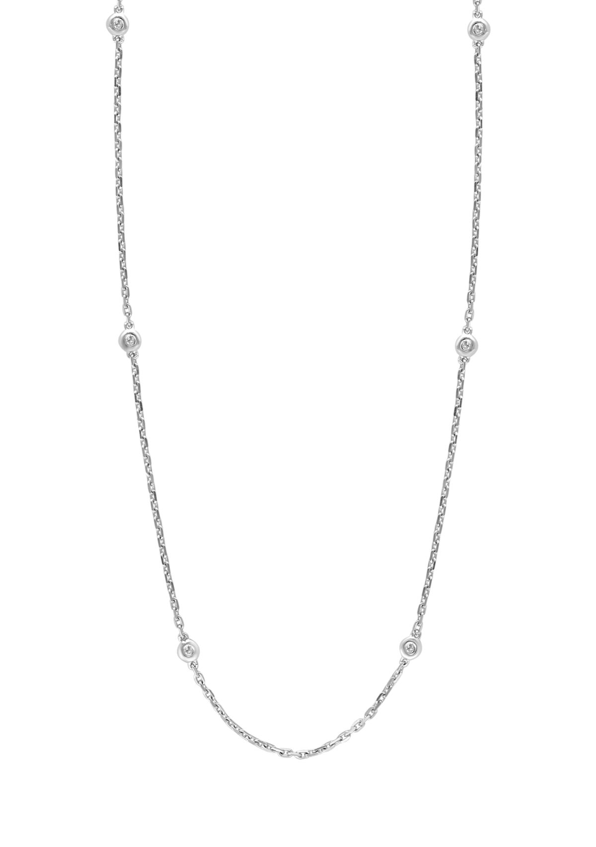 Diamond Station Necklace in Sterling Silver