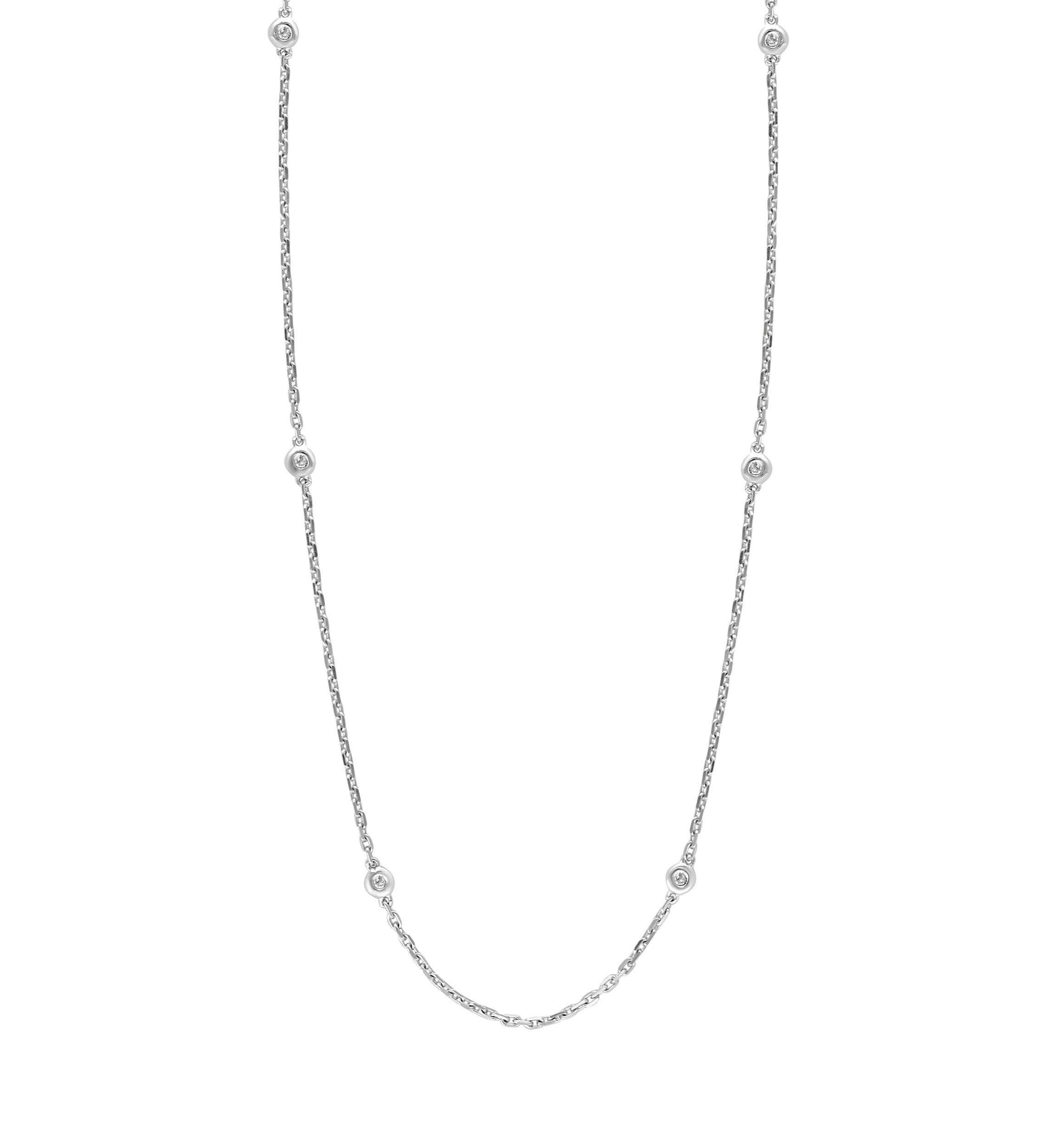 Diamond Station Necklace in Sterling Silver