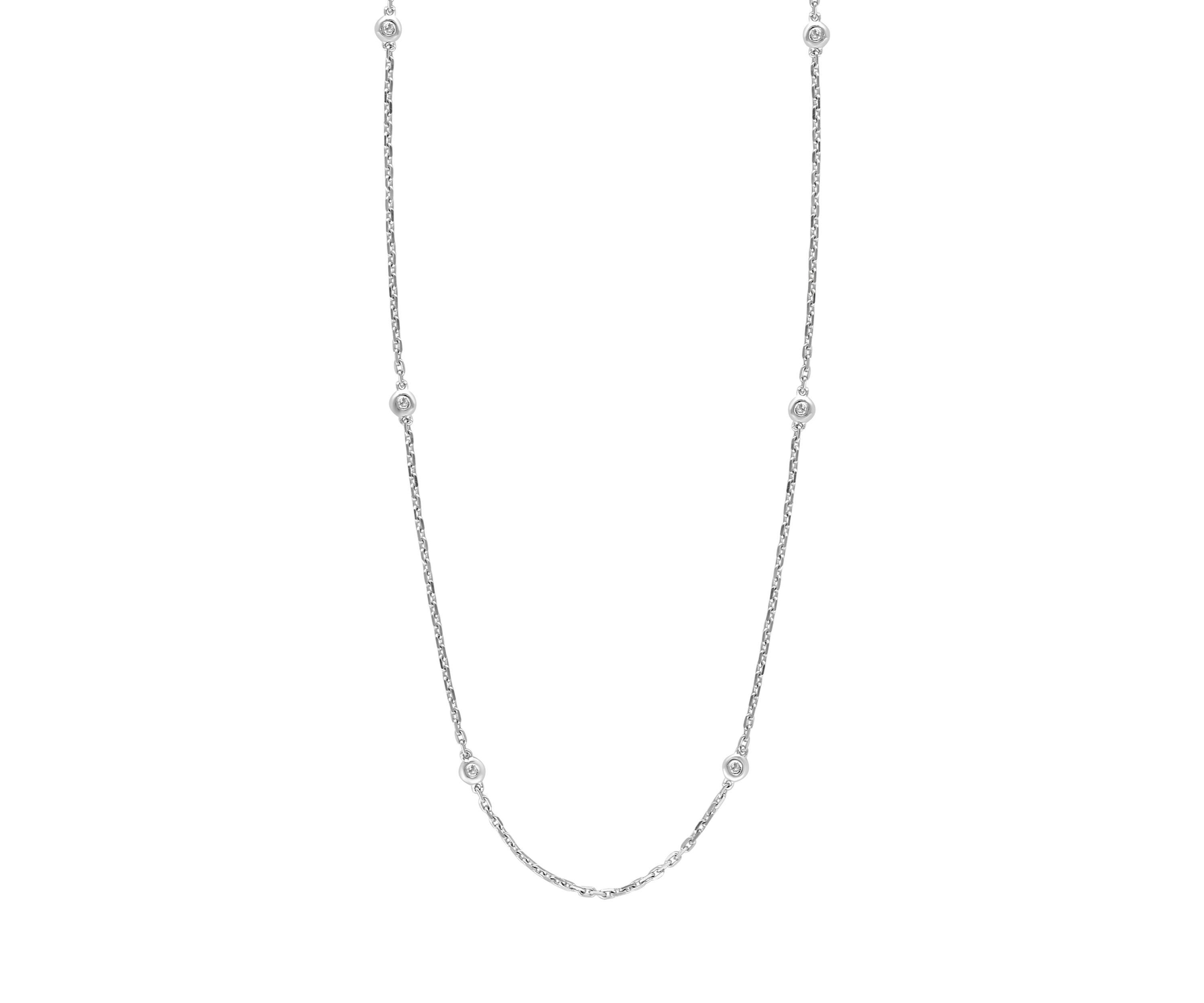 Diamond Station Necklace in Sterling Silver