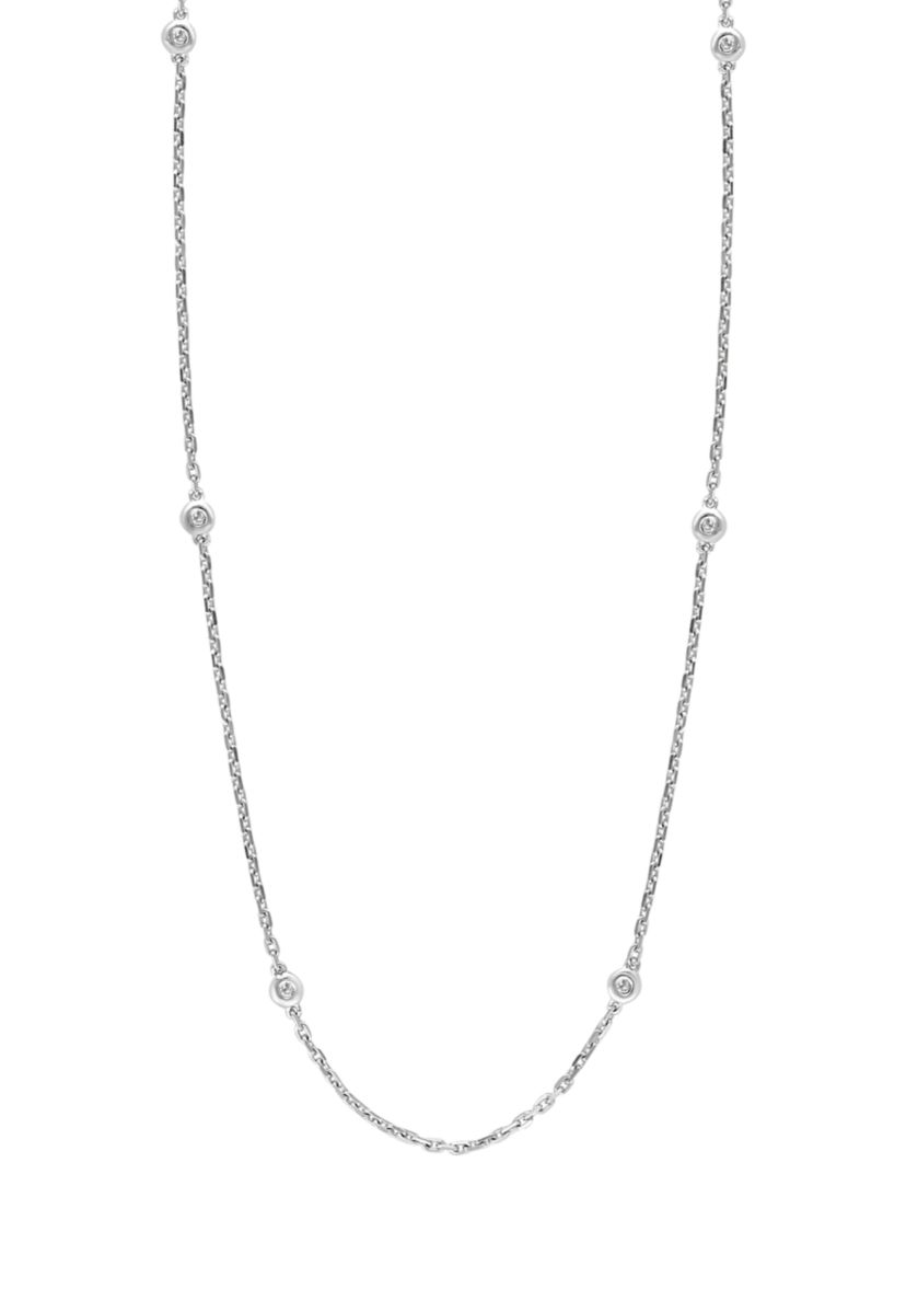 Diamond Station Necklace in Sterling Silver