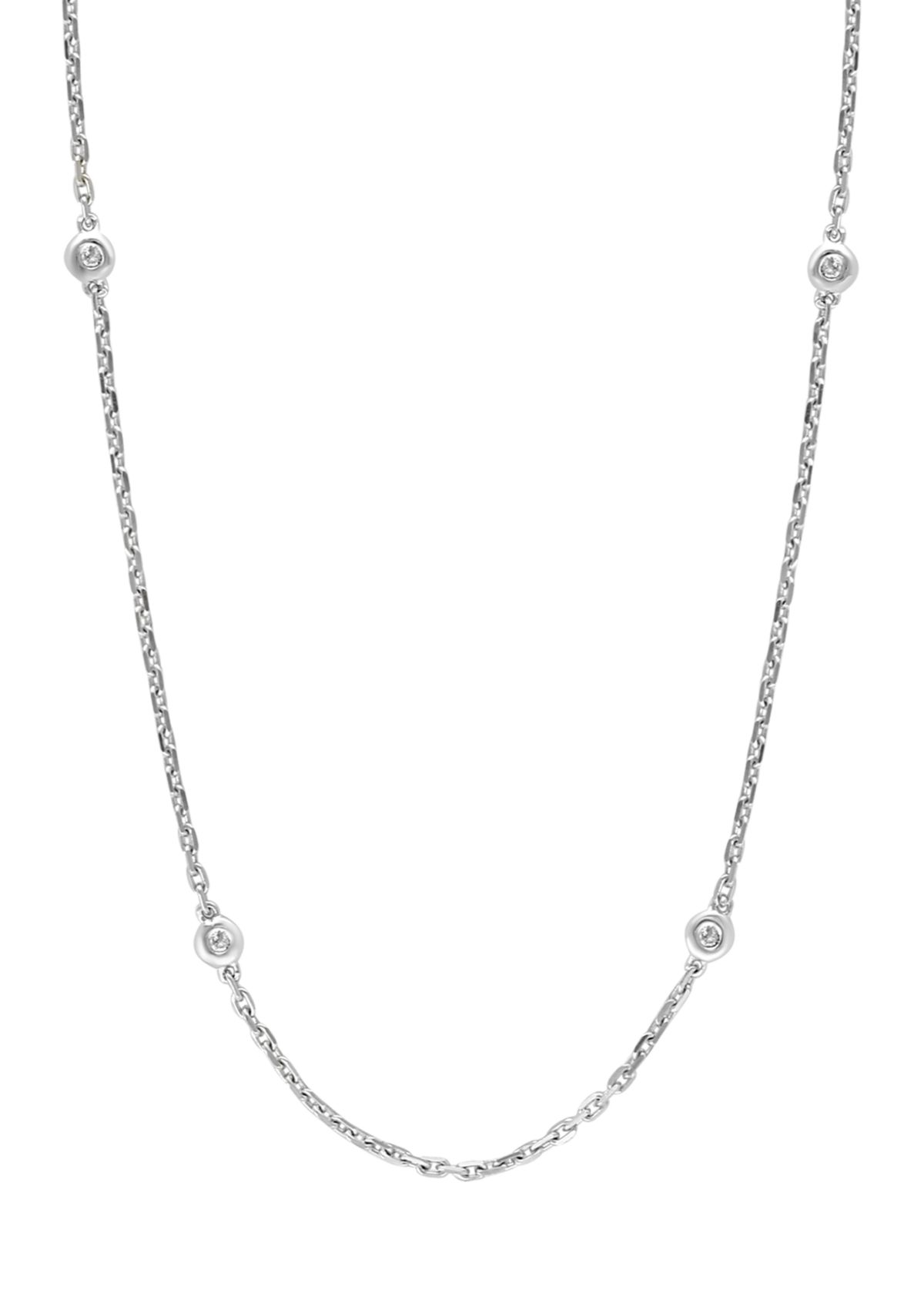 Diamond Station Necklace in Sterling Silver
