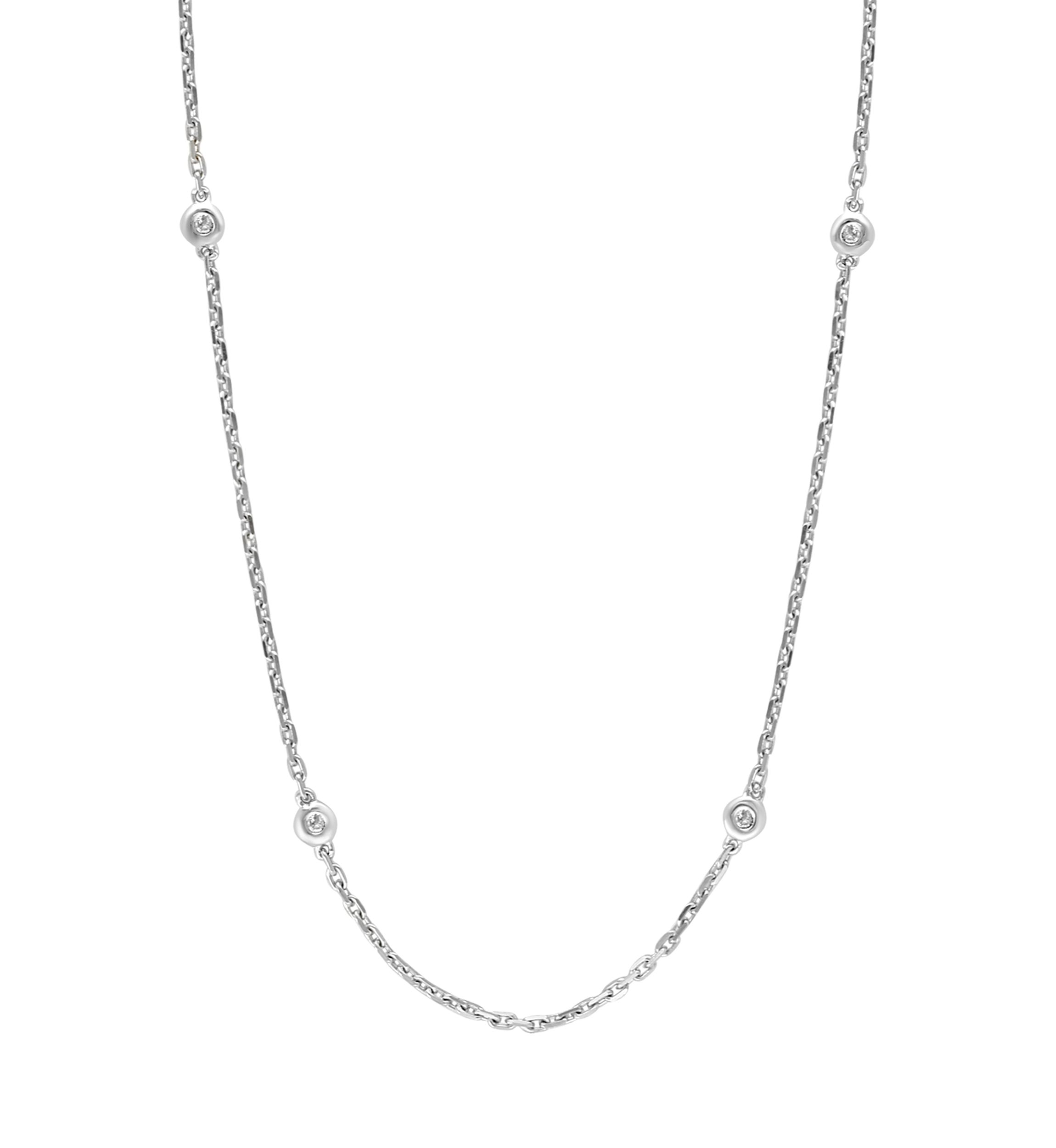 Diamond Station Necklace in Sterling Silver