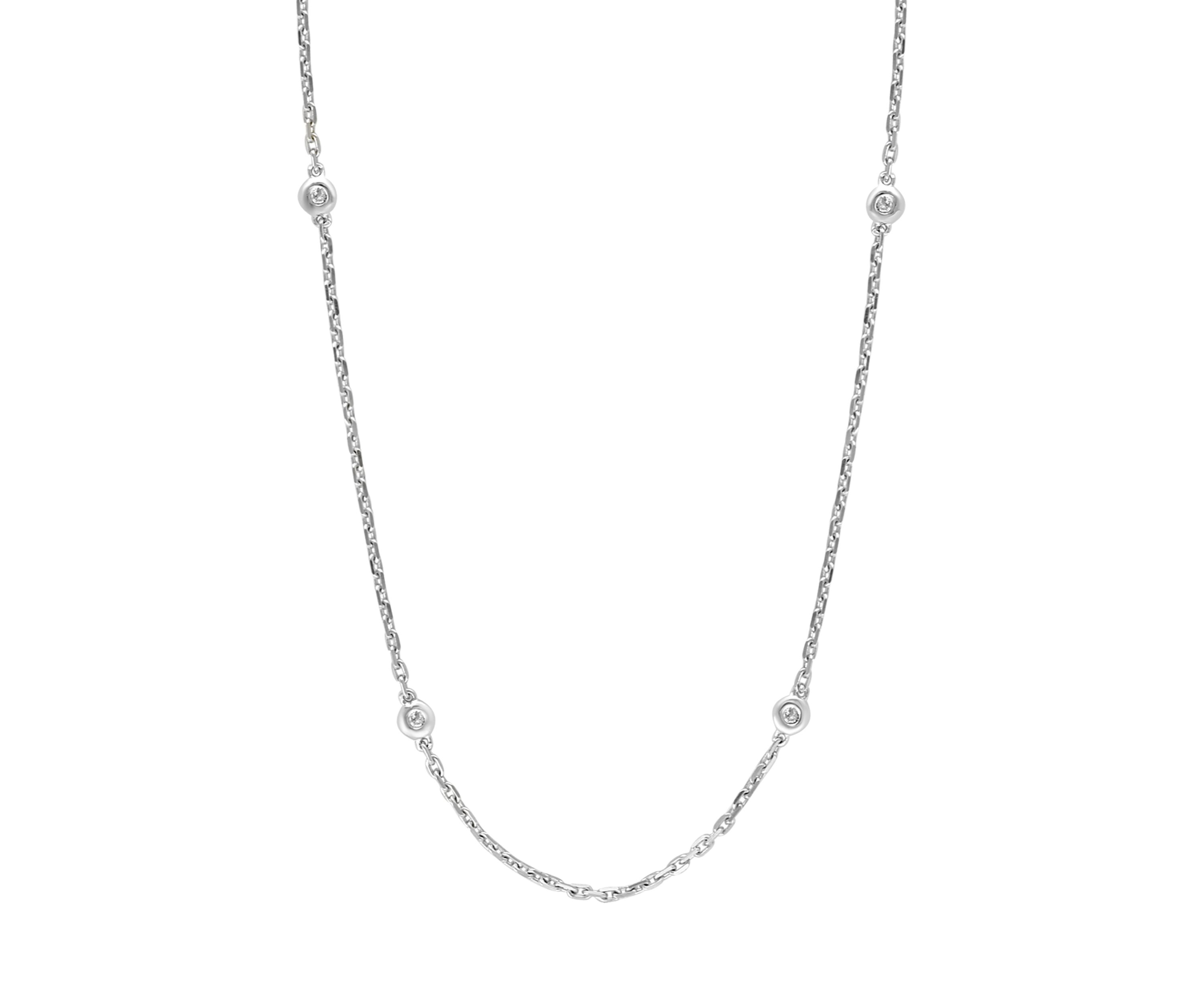 Diamond Station Necklace in Sterling Silver