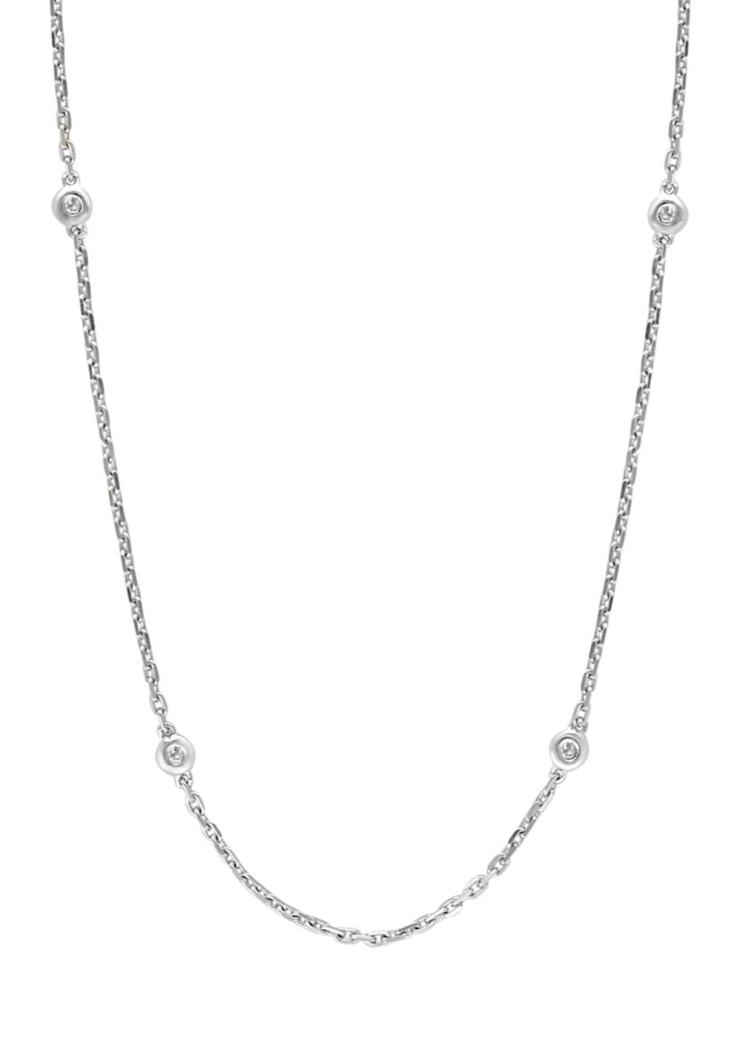 Diamond Station Necklace in Sterling Silver
