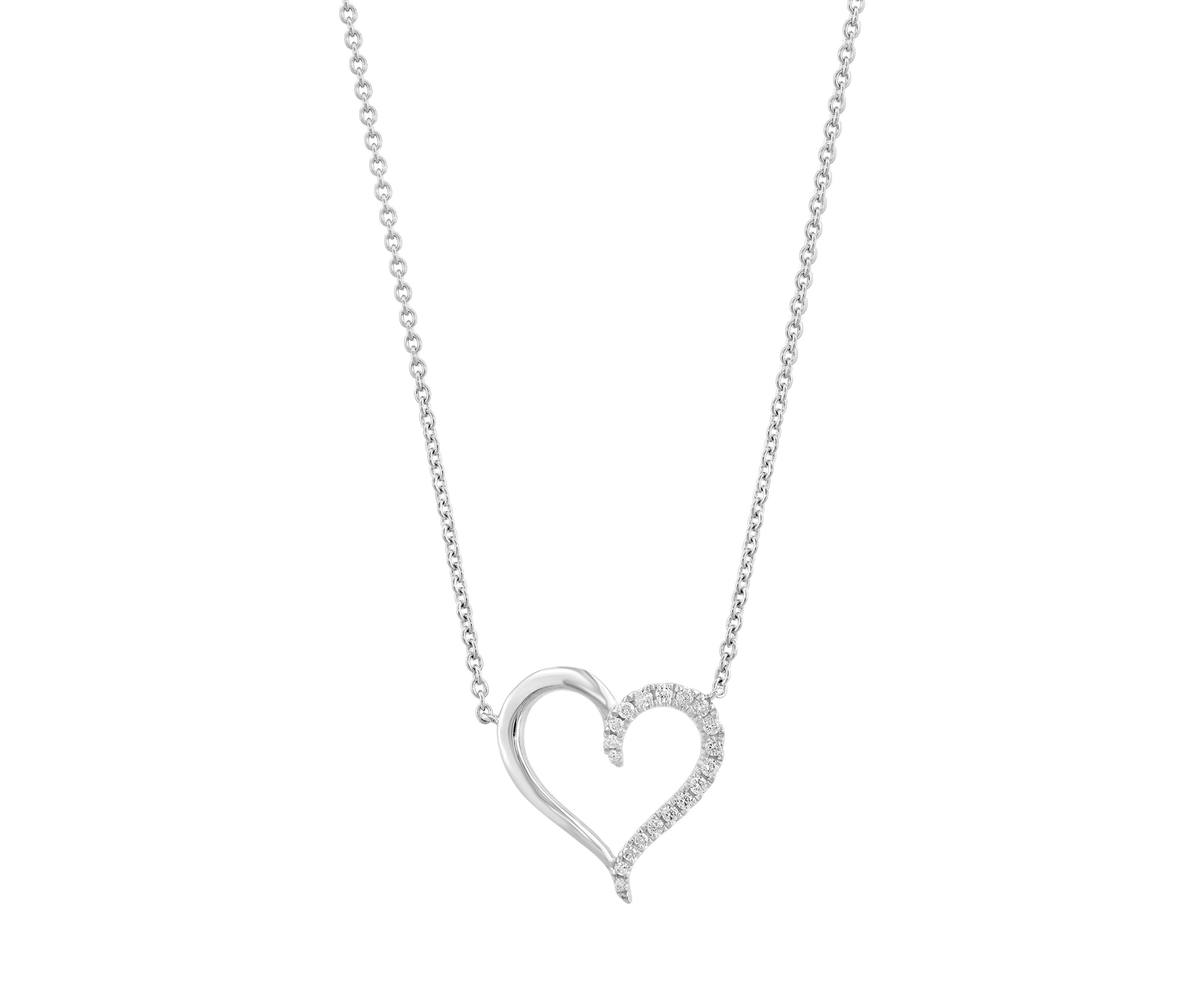 1/8 ct. t.w. Diamond Heart Necklace in Sterling Silver