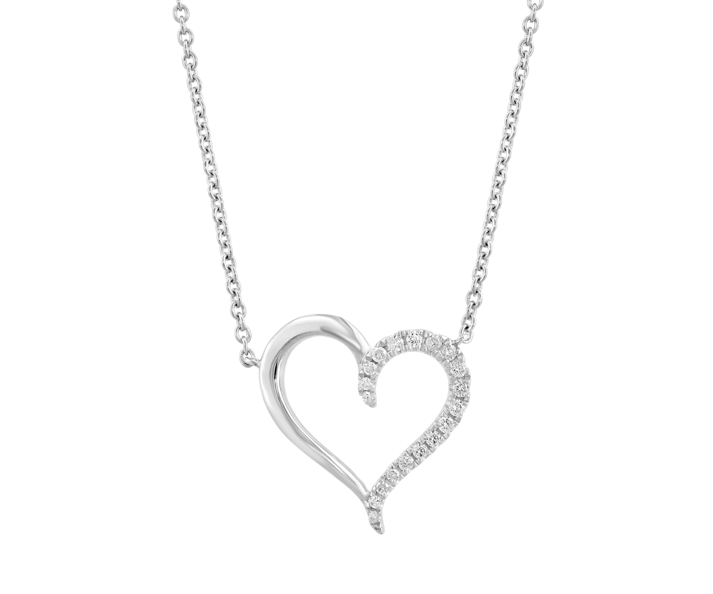 1/8 ct. t.w. Diamond Heart Necklace in Sterling Silver