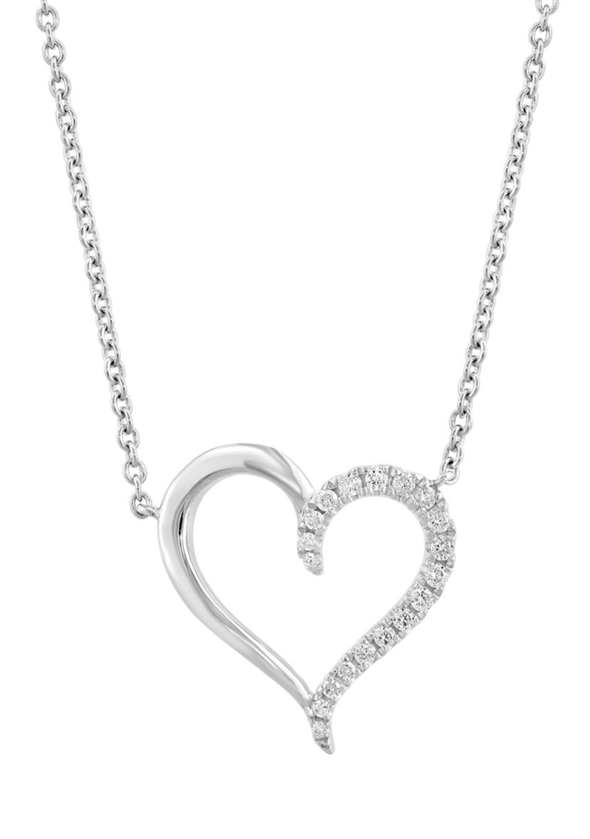 1/8 ct. t.w. Diamond Heart Necklace in Sterling Silver