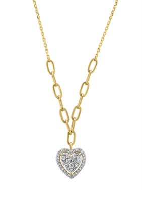 Effy 1/4 Ct. T.w. Diamond Heart Pendant Necklace In 14K Yellow Gold