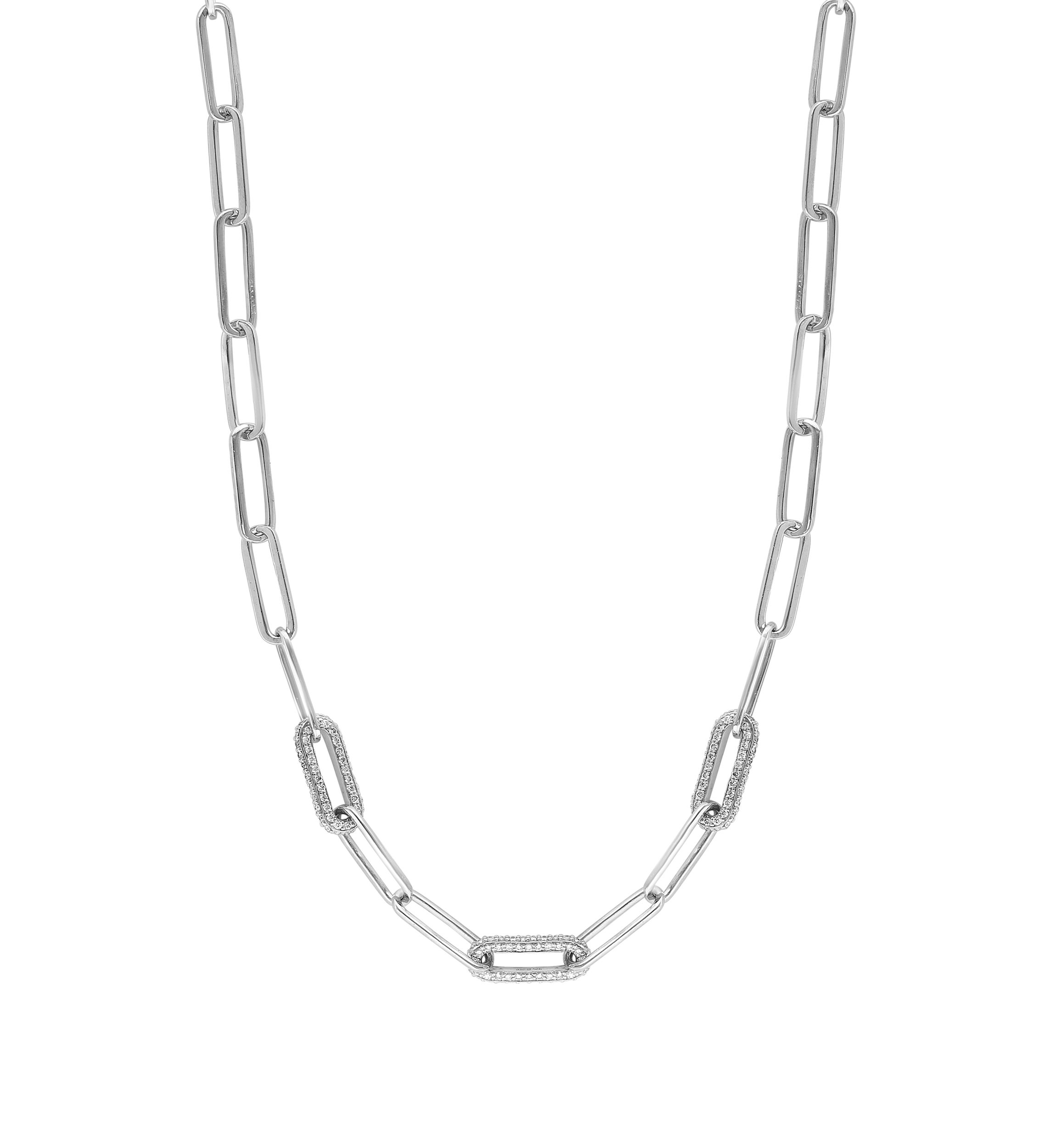 1.09 ct. t.w. Diamond Paperclip Necklace in Sterling Silver