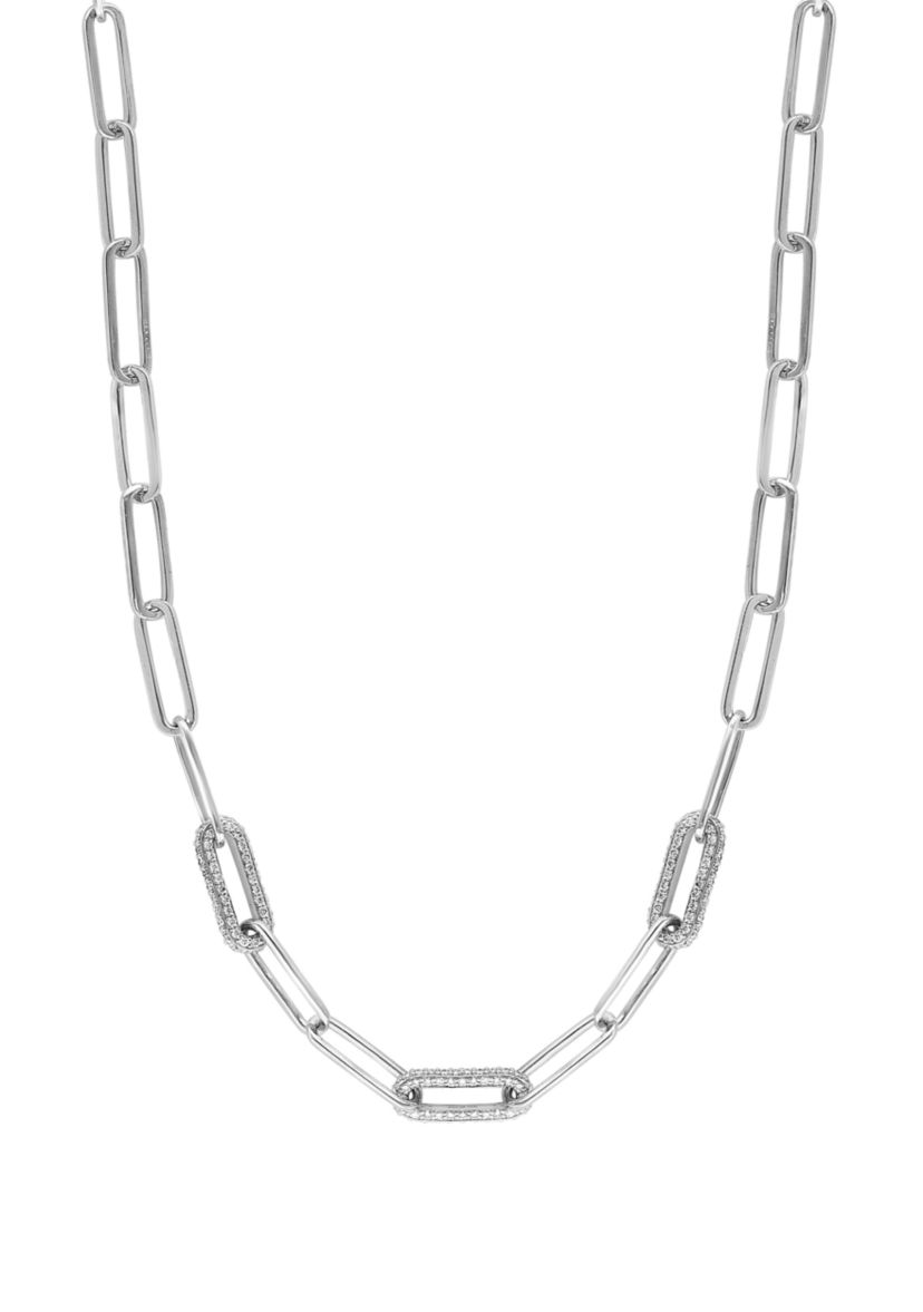 1.09 ct. t.w. Diamond Paperclip Necklace in Sterling Silver