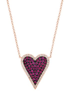 Effy 14K Rose Gold Diamond, Natural Ruby Necklace