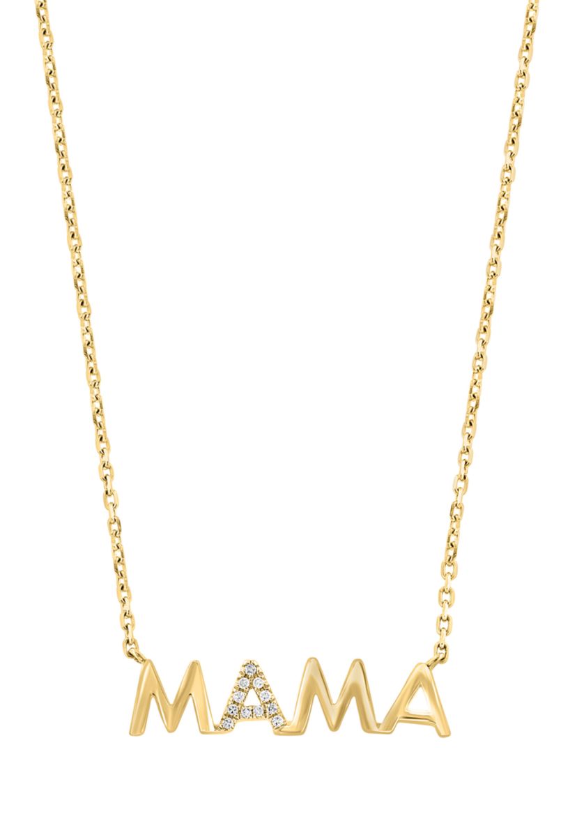 Diamond Mama Necklace in Gold Plated Sterling Silver 