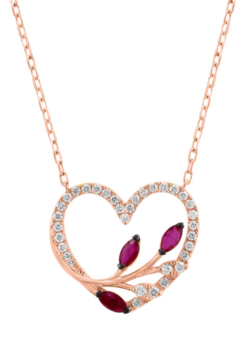 14K Rose Gold Diamond Ruby Necklace