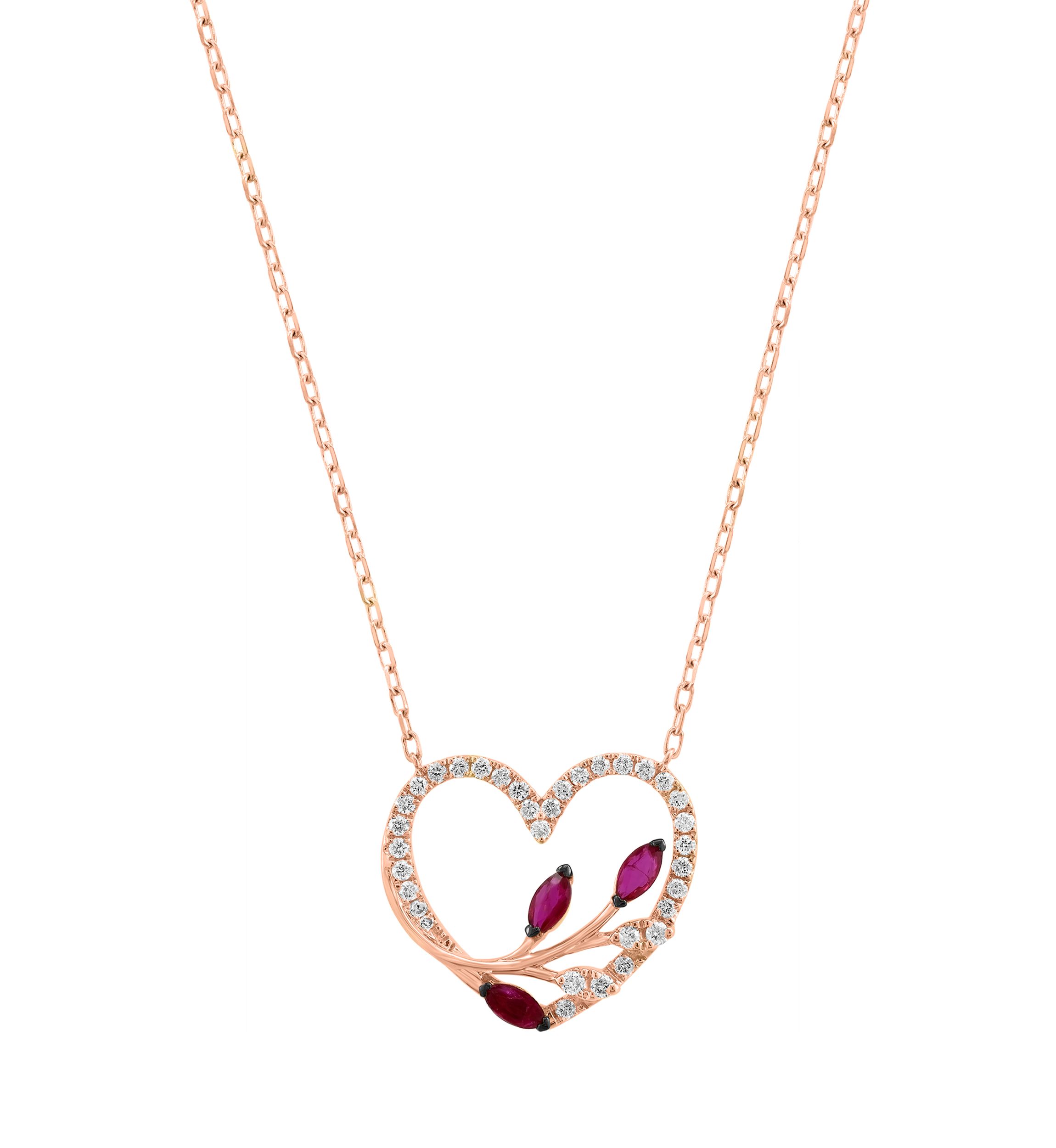 14K Rose Gold Diamond Ruby Necklace