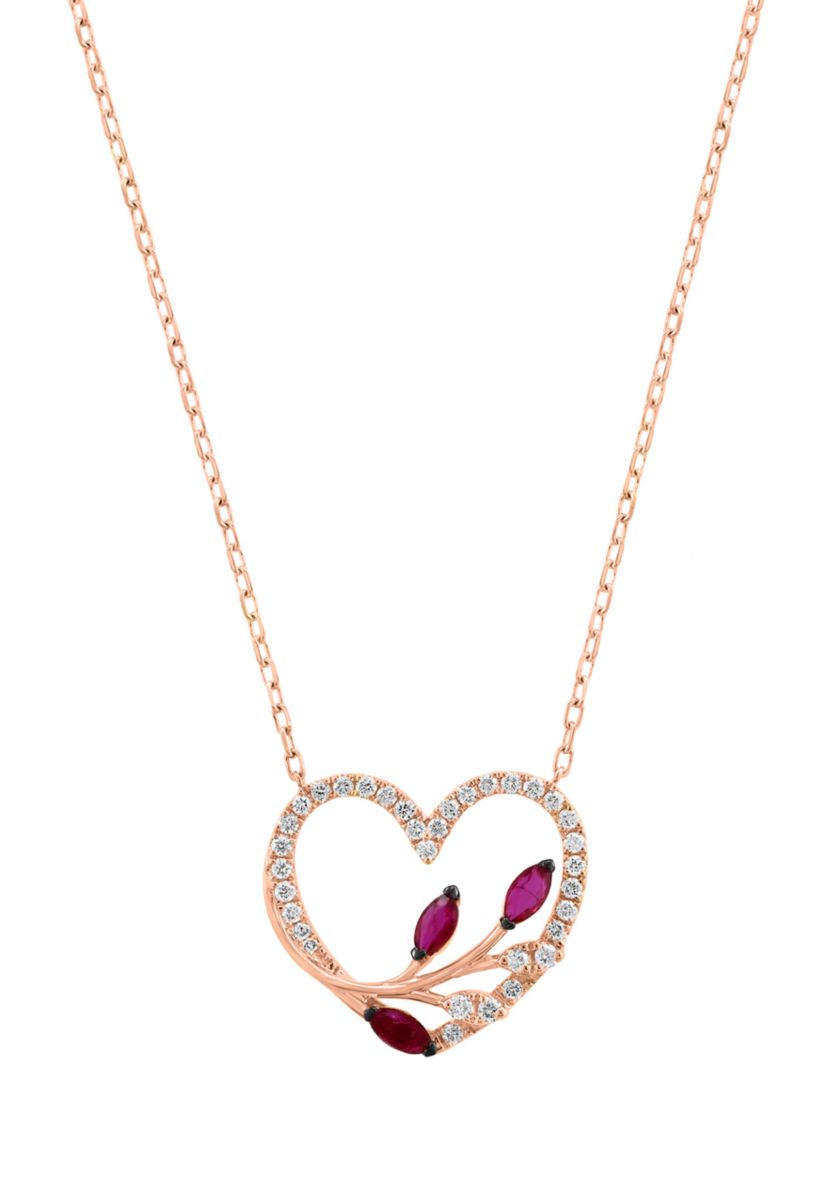 14K Rose Gold Diamond Ruby Necklace