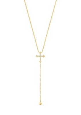 Effy Cross Lariat Diamond Necklace in 14K Yellow Gold