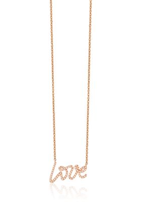 Effy 1/4 Ct. T.w. Diamond Love Pendant Necklace In 14K Rose Gold, 16 In -  0607649691059
