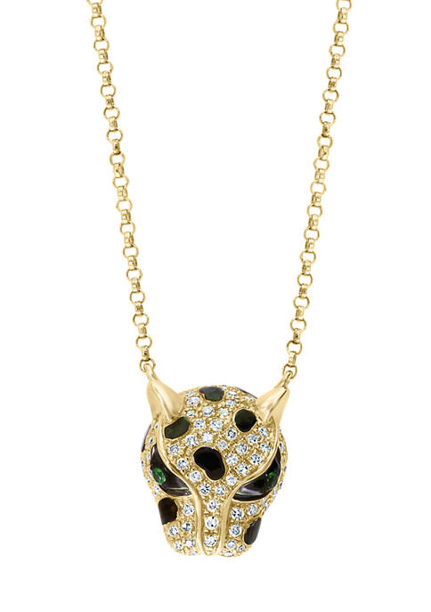 1/3 ct. t.w. Diamond and 1/10 ct. t.w. Tsavorite Pendant Necklace in 14K Yellow Gold 