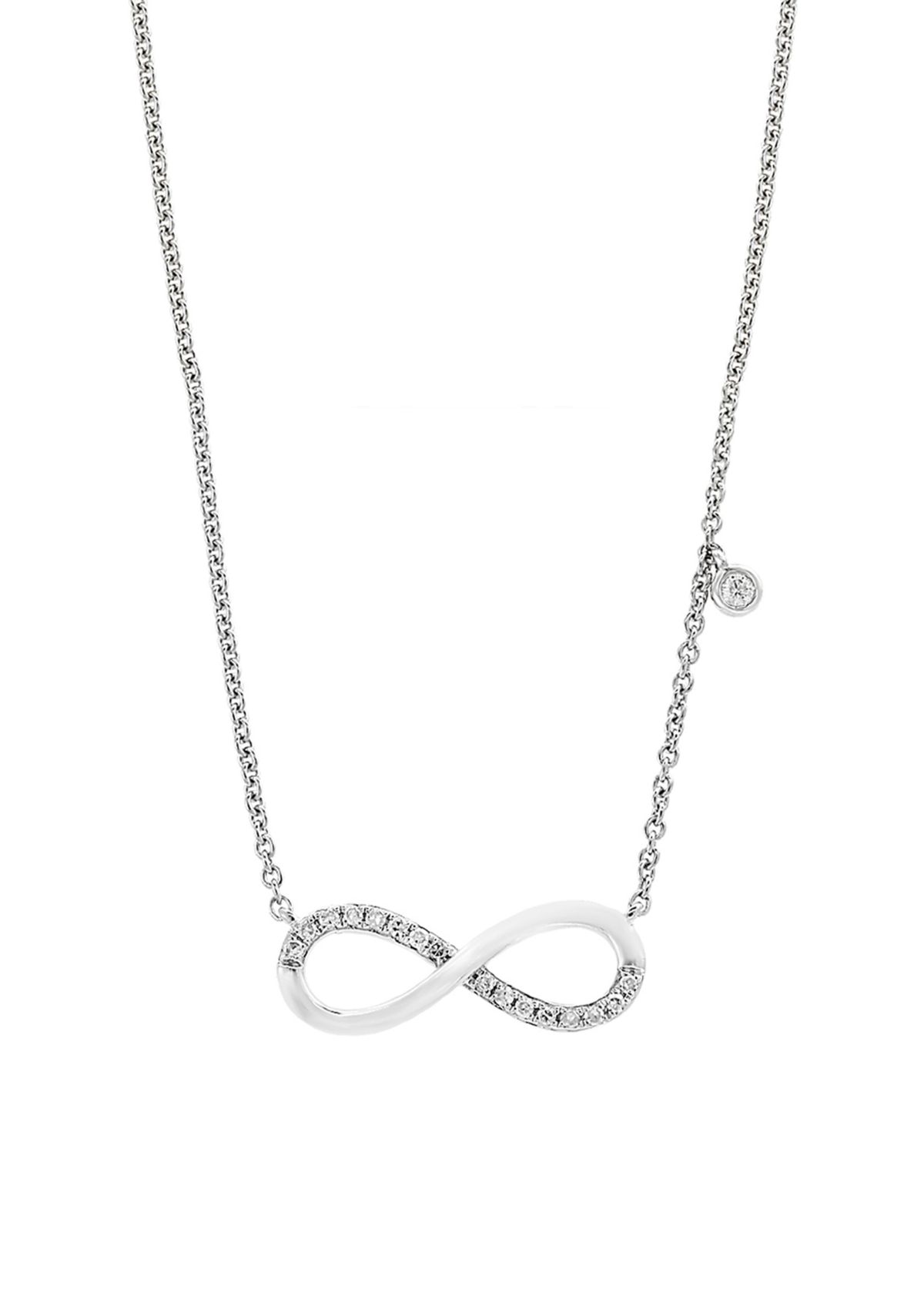 Sterling Silver Diamond Infinity Pendant Necklace 