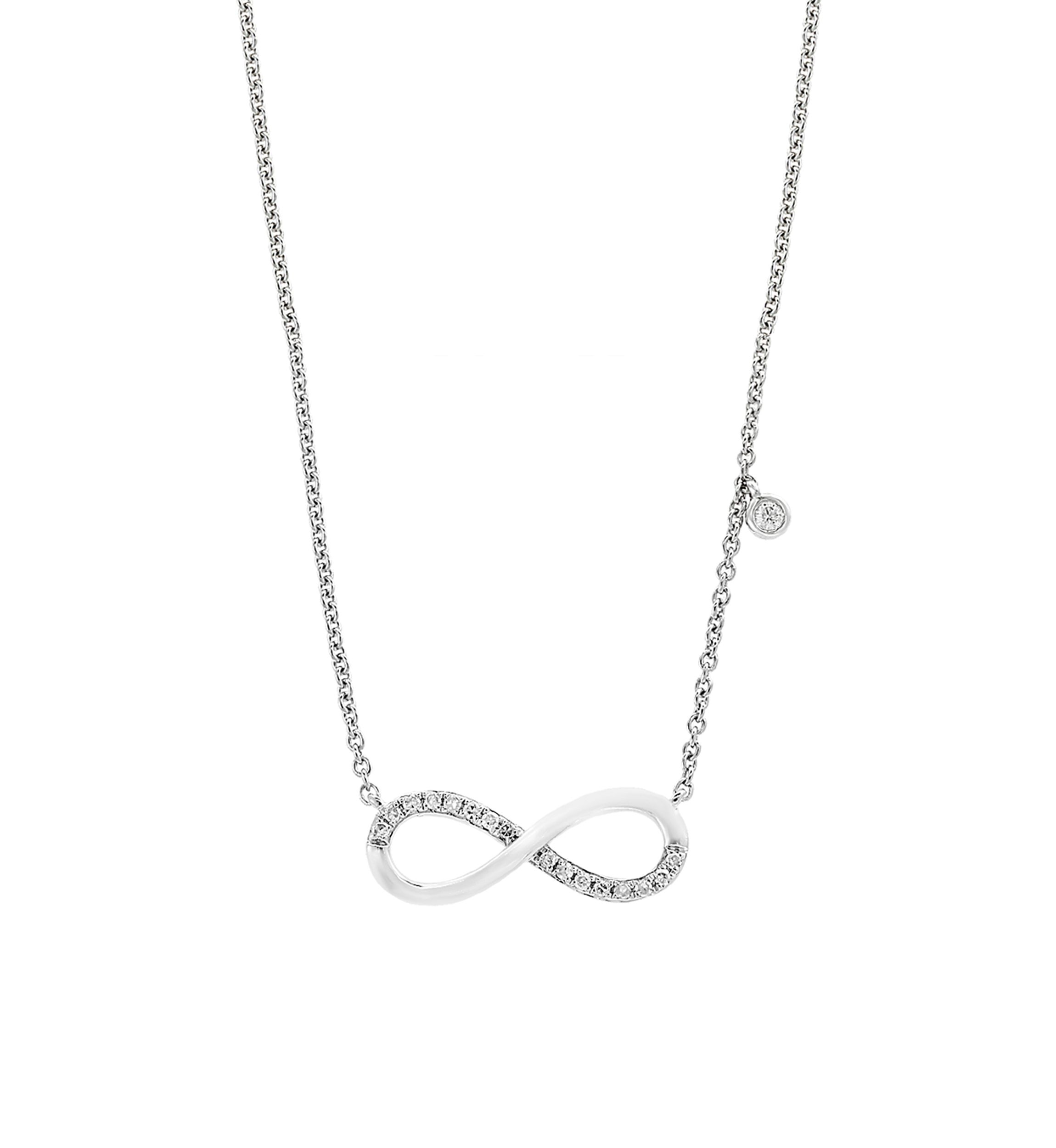 Sterling Silver Diamond Infinity Pendant Necklace 