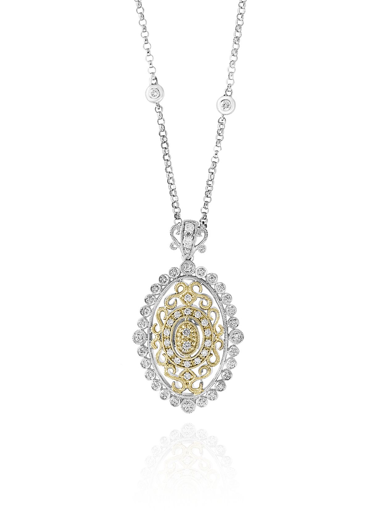0.34 ct. t.w. Diamond Two-Tone Pendant in 14k Yellow and White Gold