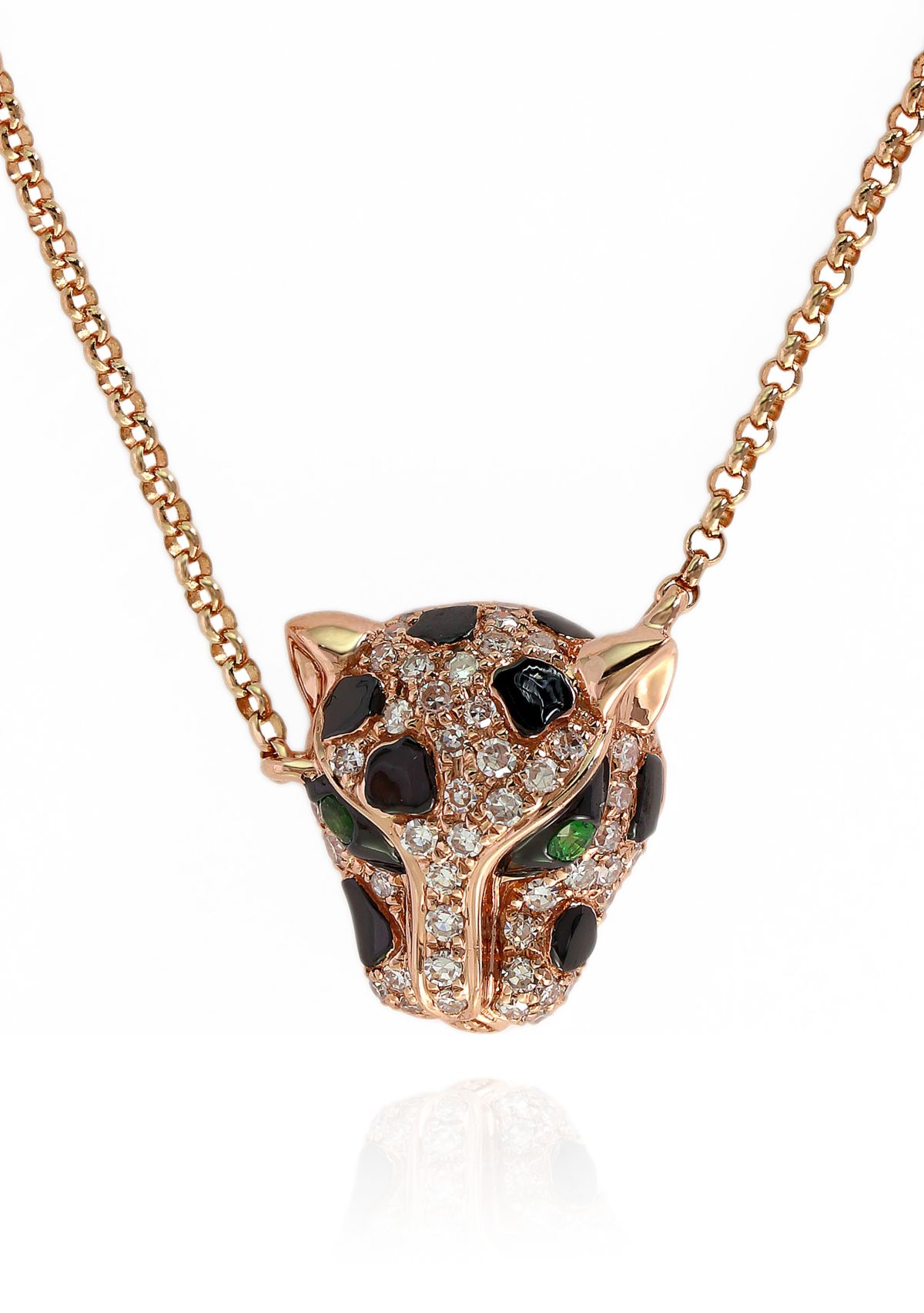 0.18-ct. t.w. Diamond Panther Necklace in 14K Rose Gold